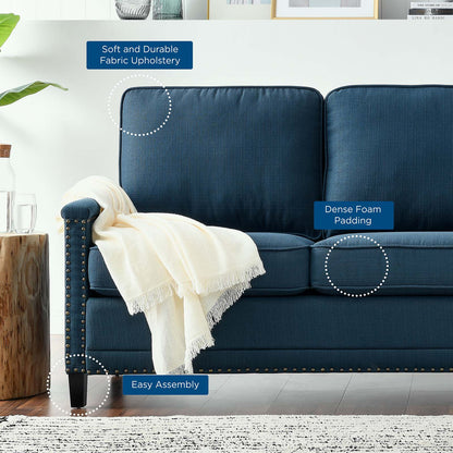 Ashton Upholstered Fabric Sofa, Fabric, Navy Blue, 20819