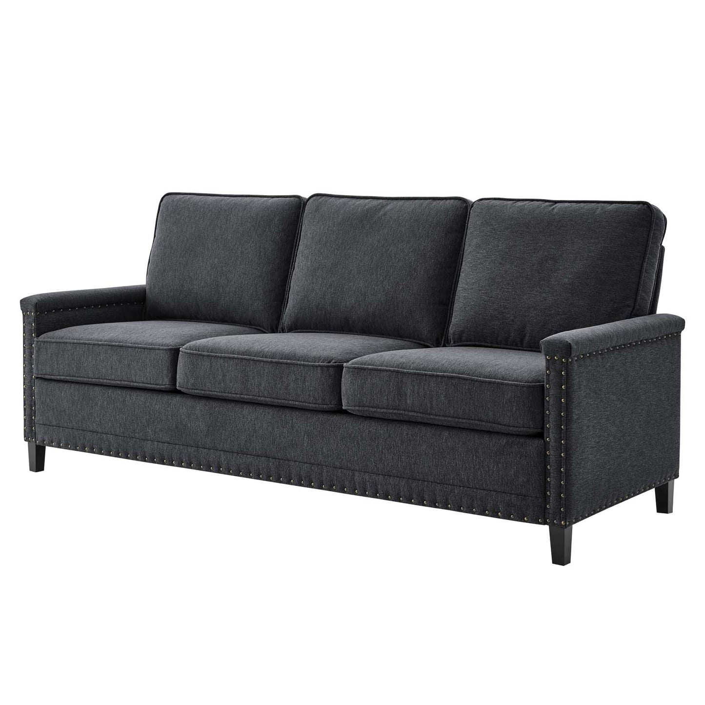 Ashton Upholstered Fabric Sofa, Fabric, Dark Grey Gray, 20821