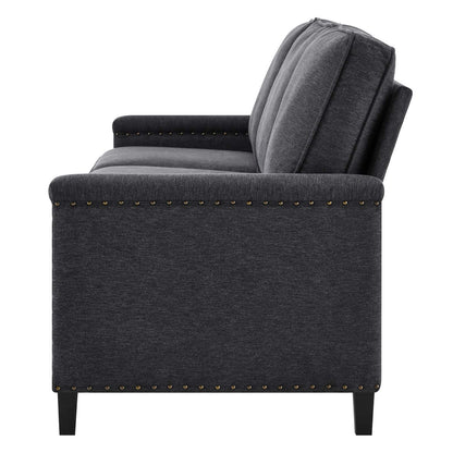 Ashton Upholstered Fabric Sofa, Fabric, Dark Grey Gray, 20821