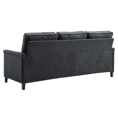Ashton Upholstered Fabric Sofa, Fabric, Dark Grey Gray, 20821