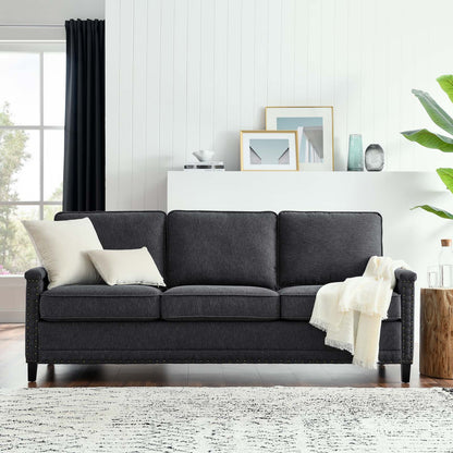 Ashton Upholstered Fabric Sofa, Fabric, Dark Grey Gray, 20821