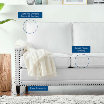 Ashton Upholstered Fabric Sofa, Fabric, White, 20824