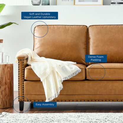 Ashton Vegan Leather Sofa, Faux Vegan Leather, Tan, 20825