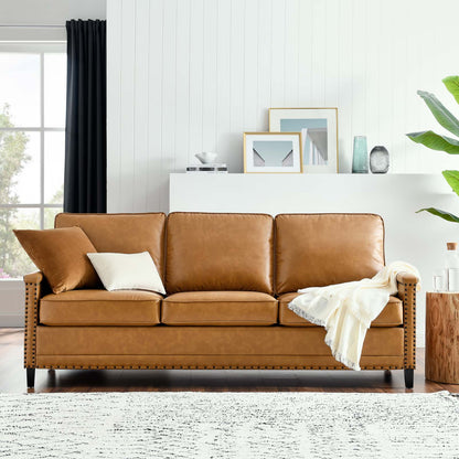 Ashton Vegan Leather Sofa, Faux Vegan Leather, Tan, 20825