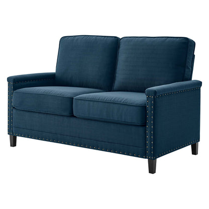 Ashton Upholstered Fabric Loveseat, Fabric, Navy Blue, 20826