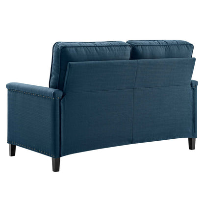 Ashton Upholstered Fabric Loveseat, Fabric, Navy Blue, 20826