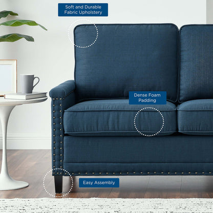 Ashton Upholstered Fabric Loveseat, Fabric, Navy Blue, 20826