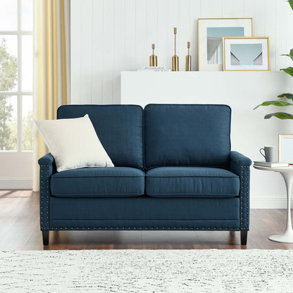 Ashton Upholstered Fabric Loveseat, Fabric, Navy Blue, 20826