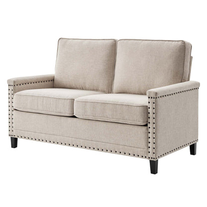Ashton Upholstered Fabric Loveseat, Fabric, Beige, 20827