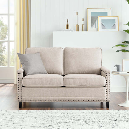 Ashton Upholstered Fabric Loveseat, Fabric, Beige, 20827