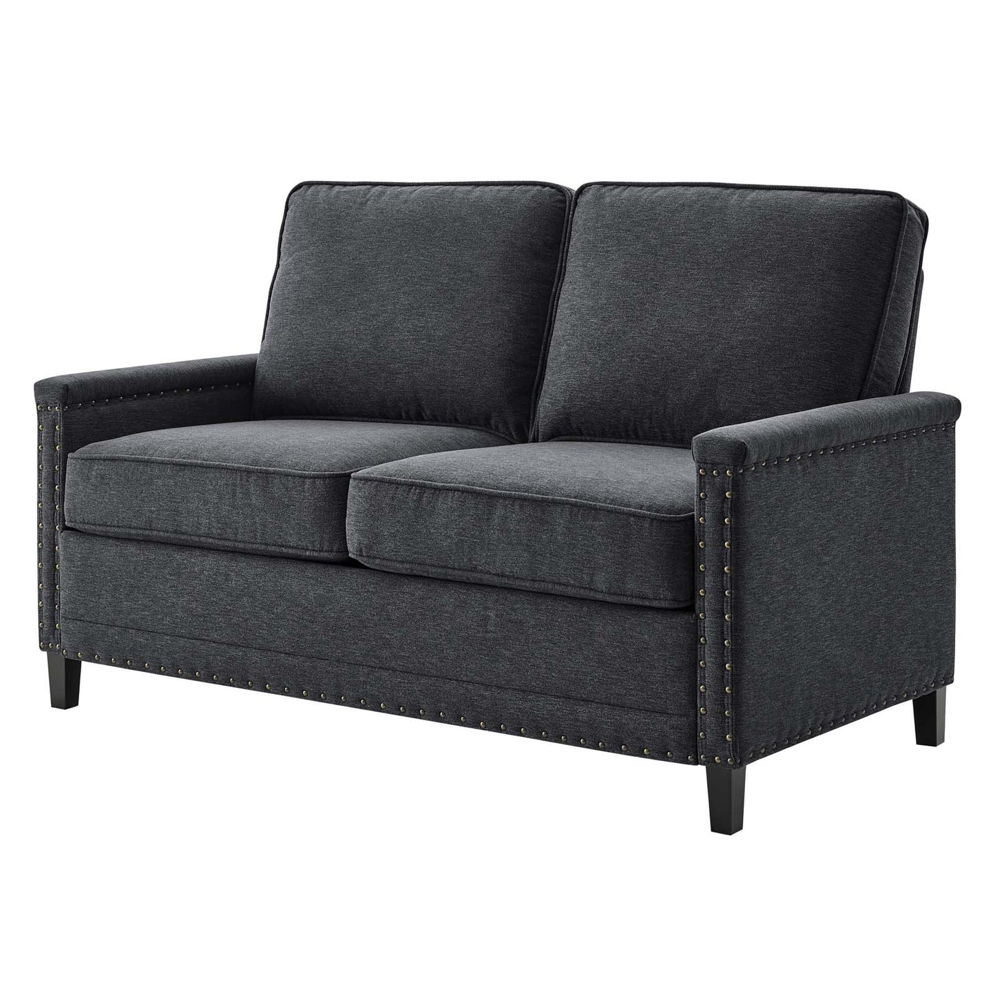 Ashton Upholstered Fabric Loveseat, Fabric, Dark Grey Gray, 20828