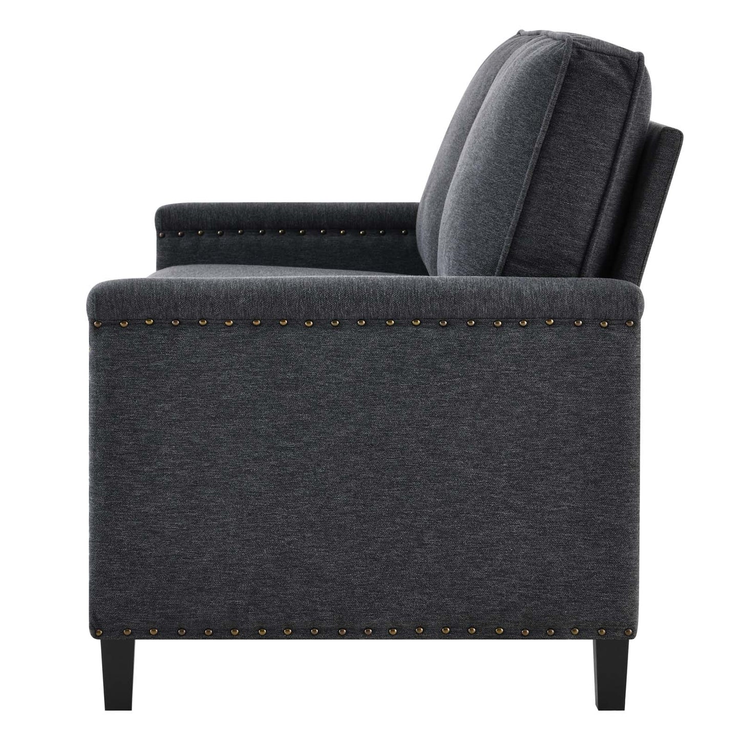 Ashton Upholstered Fabric Loveseat, Fabric, Dark Grey Gray, 20828