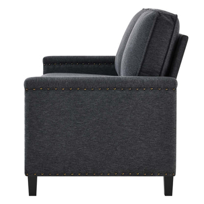 Ashton Upholstered Fabric Loveseat, Fabric, Dark Grey Gray, 20828