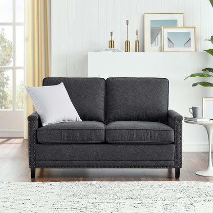 Ashton Upholstered Fabric Loveseat, Fabric, Dark Grey Gray, 20828