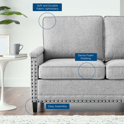 Ashton Upholstered Fabric Loveseat, Fabric, Light Grey Gray, 20829