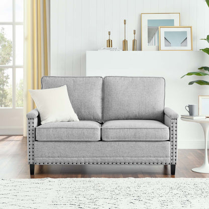 Ashton Upholstered Fabric Loveseat, Fabric, Light Grey Gray, 20829