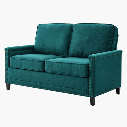 Ashton Upholstered Fabric Loveseat, Fabric, Teal Blue, 20830