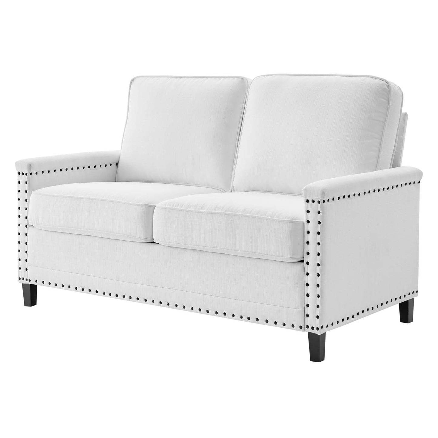 Ashton Upholstered Fabric Loveseat, Fabric, White, 20831