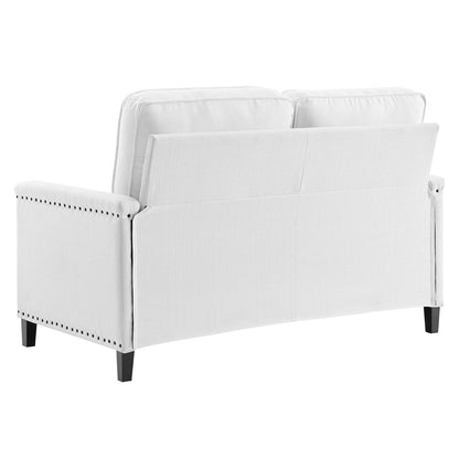 Ashton Upholstered Fabric Loveseat, Fabric, White, 20831