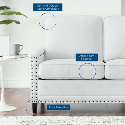 Ashton Upholstered Fabric Loveseat, Fabric, White, 20831