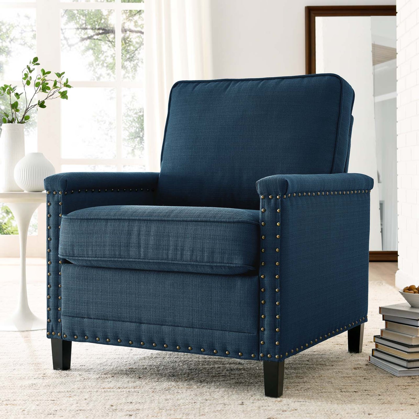 Ashton Upholstered Fabric Armchair, Fabric, Navy Blue, 20833