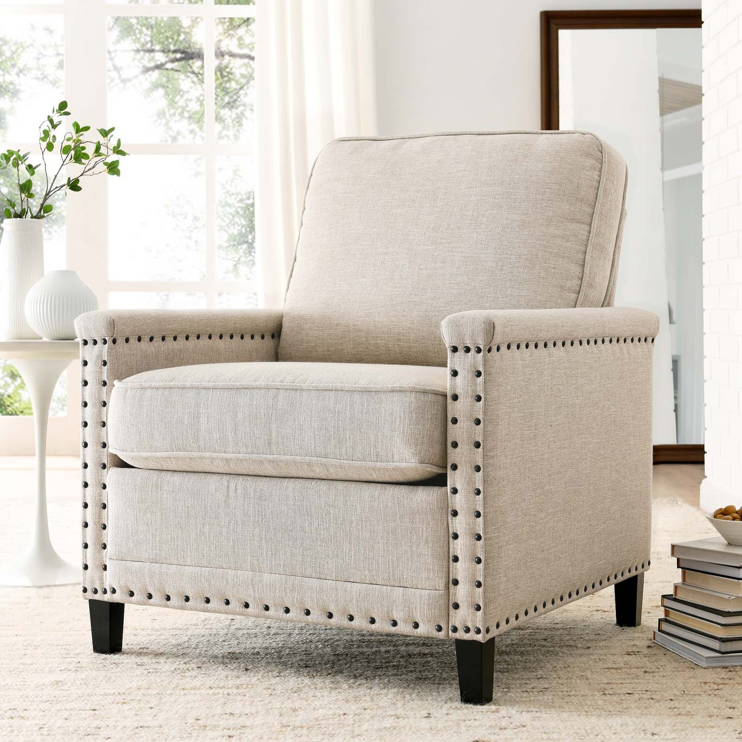 Ashton Upholstered Fabric Armchair, Fabric, Beige, 20834