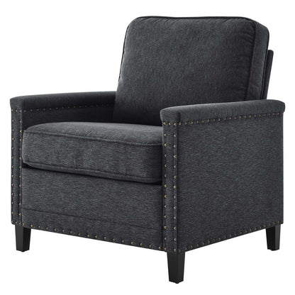 Ashton Upholstered Fabric Armchair, Fabric, Dark Grey Gray, 20835