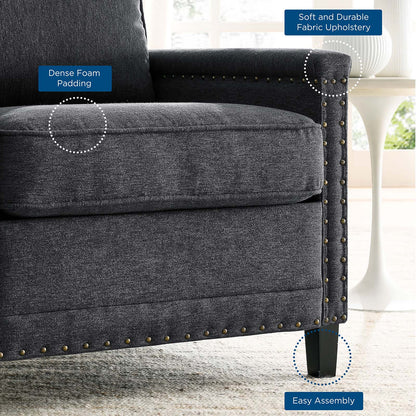 Ashton Upholstered Fabric Armchair, Fabric, Dark Grey Gray, 20835