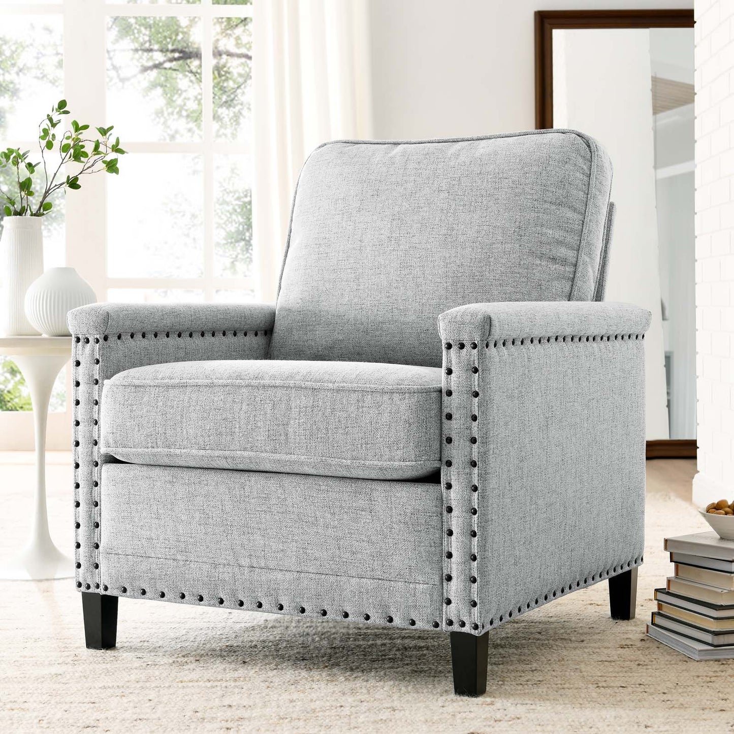 Ashton Upholstered Fabric Armchair, Fabric, Light Grey Gray, 20836