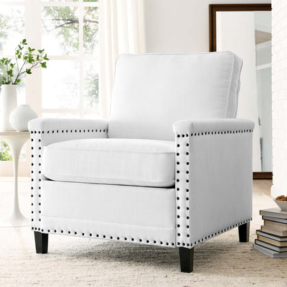 Ashton Upholstered Fabric Armchair, Fabric, White, 20838