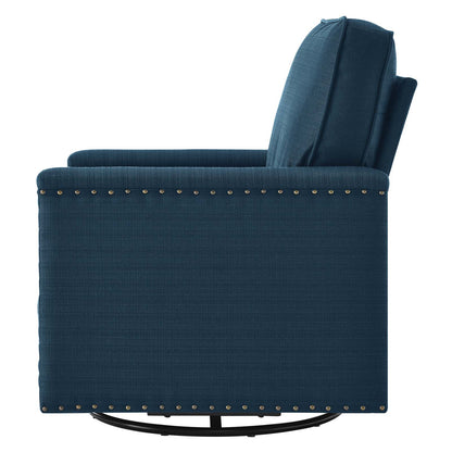 Ashton Upholstered Fabric Swivel Chair, Fabric, Navy Blue, 20840