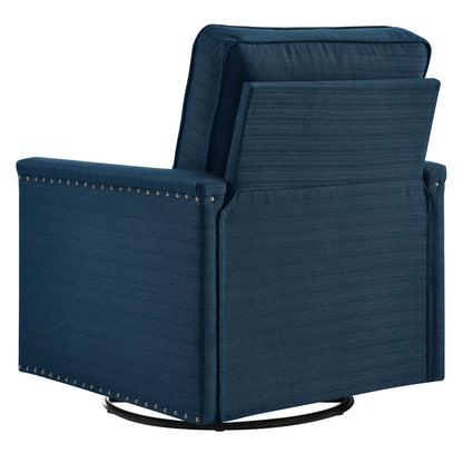 Ashton Upholstered Fabric Swivel Chair, Fabric, Navy Blue, 20840