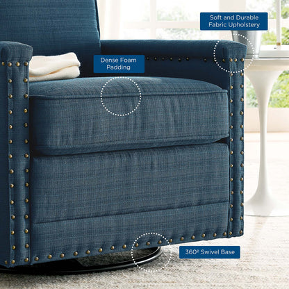 Ashton Upholstered Fabric Swivel Chair, Fabric, Navy Blue, 20840