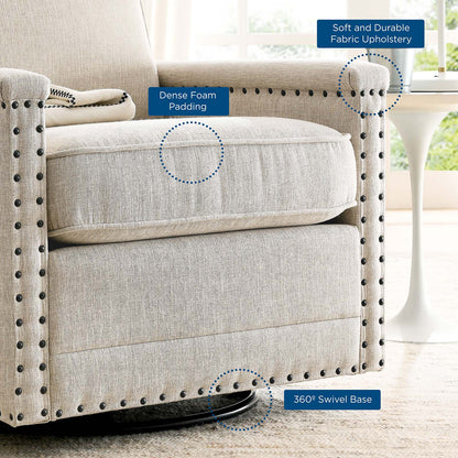 Ashton Upholstered Fabric Swivel Chair, Fabric, Beige, 20841