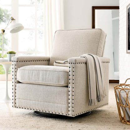 Ashton Upholstered Fabric Swivel Chair, Fabric, Beige, 20841