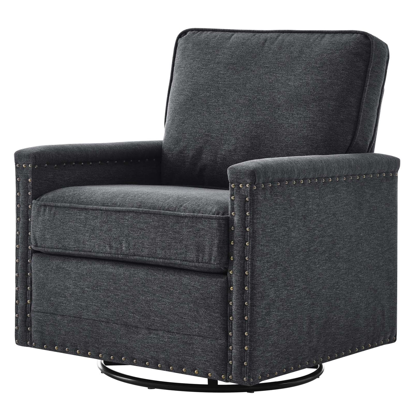 Ashton Upholstered Fabric Swivel Chair, Fabric, Dark Grey Gray, 20842
