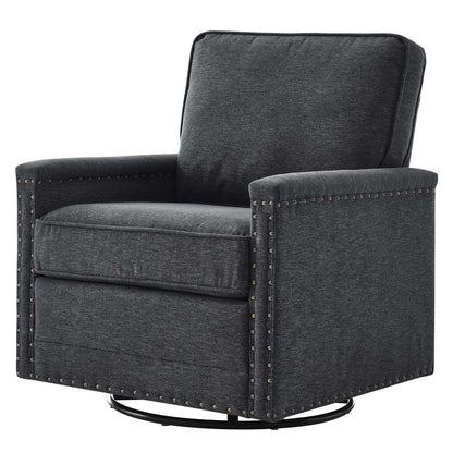 Ashton Upholstered Fabric Swivel Chair, Fabric, Dark Grey Gray, 20842