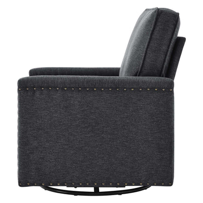 Ashton Upholstered Fabric Swivel Chair, Fabric, Dark Grey Gray, 20842