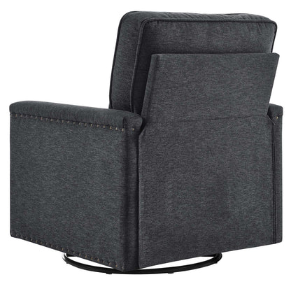 Ashton Upholstered Fabric Swivel Chair, Fabric, Dark Grey Gray, 20842