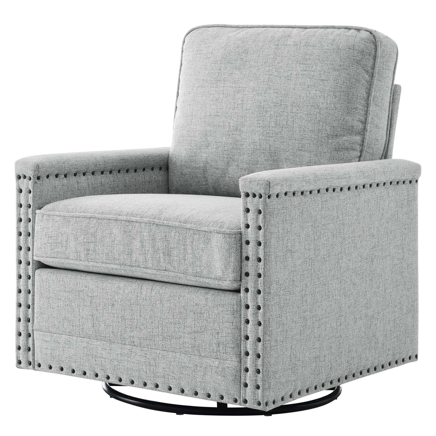 Ashton Upholstered Fabric Swivel Chair, Fabric, Light Grey Gray, 20843