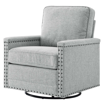 Ashton Upholstered Fabric Swivel Chair, Fabric, Light Grey Gray, 20843