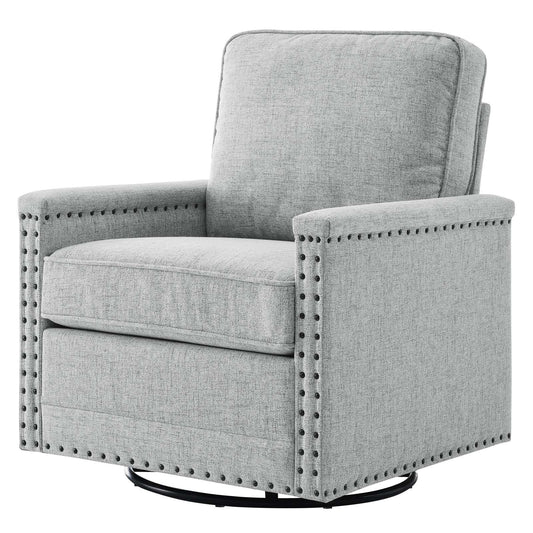 Ashton Upholstered Fabric Swivel Chair, Fabric, Light Grey Gray, 20843