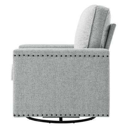 Ashton Upholstered Fabric Swivel Chair, Fabric, Light Grey Gray, 20843