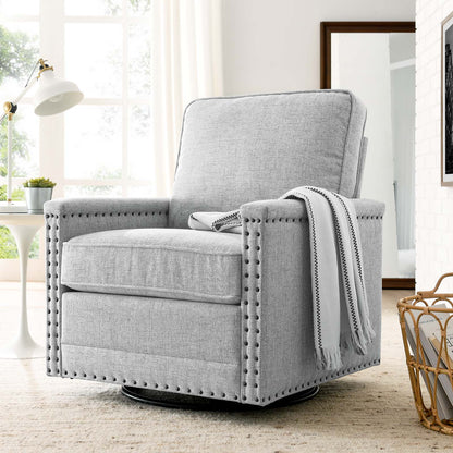 Ashton Upholstered Fabric Swivel Chair, Fabric, Light Grey Gray, 20843