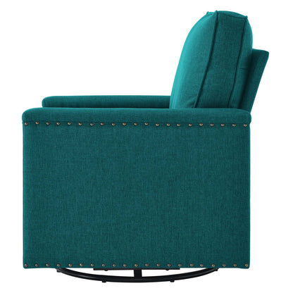 Ashton Upholstered Fabric Swivel Chair, Fabric, Teal Blue, 20844