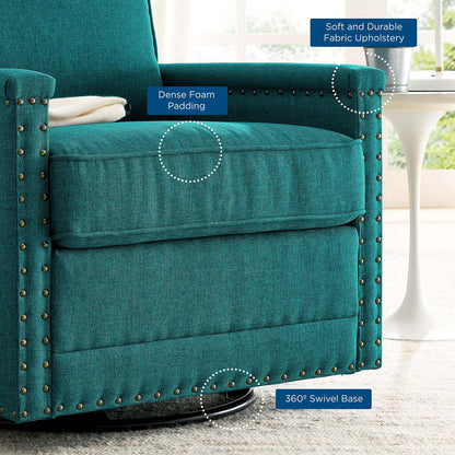 Ashton Upholstered Fabric Swivel Chair, Fabric, Teal Blue, 20844