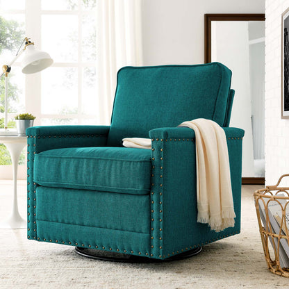 Ashton Upholstered Fabric Swivel Chair, Fabric, Teal Blue, 20844