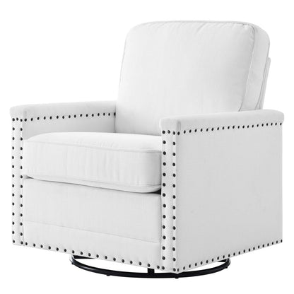 Ashton Upholstered Fabric Swivel Chair, Fabric, White, 20845