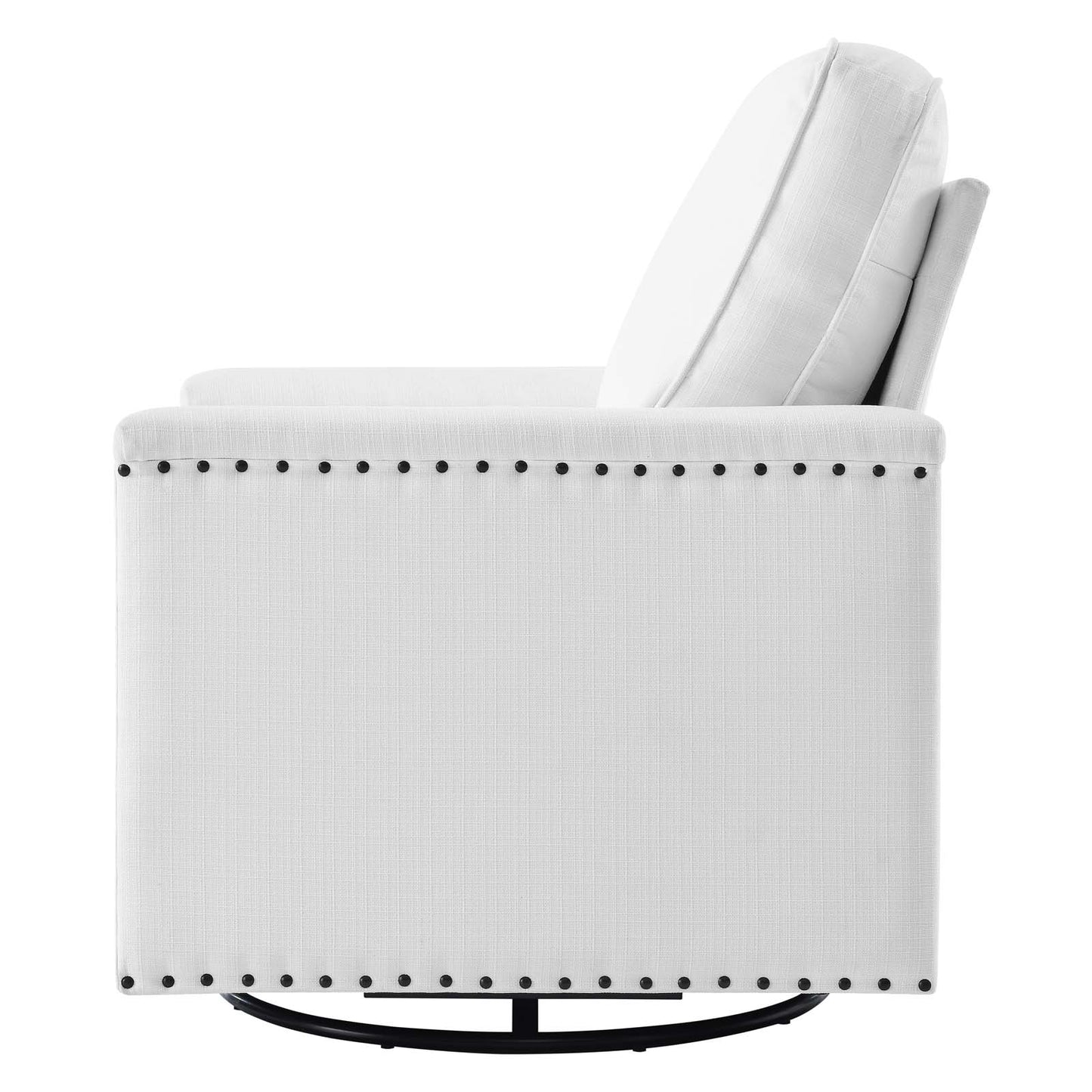 Ashton Upholstered Fabric Swivel Chair, Fabric, White, 20845