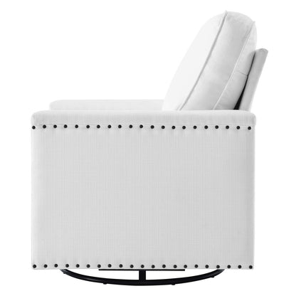 Ashton Upholstered Fabric Swivel Chair, Fabric, White, 20845